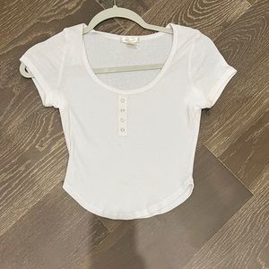 White swooped crop top with buttons